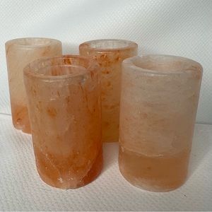 Set of 4, Himalayan Salt Tequila Shot Glasses, Hand Carved